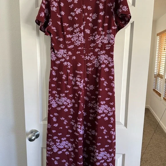 Madewell Burgundy Floral Midi Dress - Picture 3 of 3